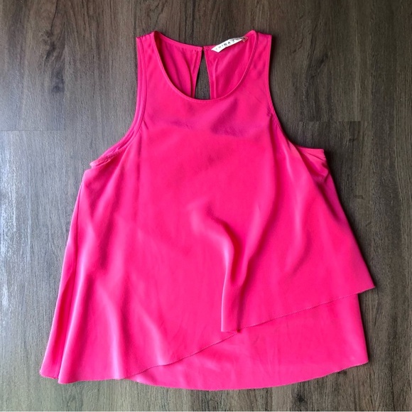 Trina Turk Tank Top Hot Pink Silk Size Small Flowy Tropical Summer Vacation - Picture 1 of 6